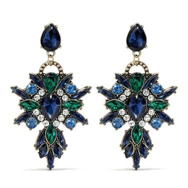 Imagem de Brincos de strass para mulheres roxo azul ouro cristal zircônia cúbica pingente de diamante joia delicada, Large, Zinco, Sem pedra preciosa