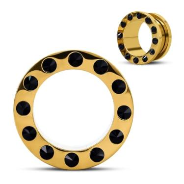 Imagem de COOEAR Túneis de carne, alargadores de orelha rosqueados, alargadores de película colorida segmentada, brincos de prata piercing., 0g(8mm), Aço inoxidável, Arenito