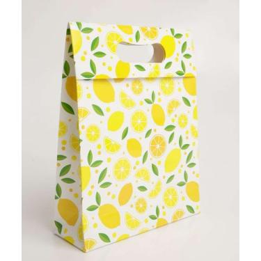 Imagem de Embalagem Presente Sacola Estampa Limões Marisa-74096, UN, Branco e Am