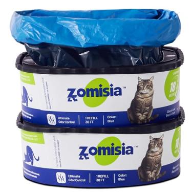 Imagem de ZOMISIA Pacote com 2 sacos de recarga de areia para gatos, refil de cartucho jumbo de 1,8 m não transparente, total de até 36 semanas (mais de 8 meses) por gato para controle de odor, compatível com