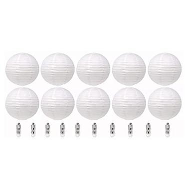 Imagem de BAFOVY Lanternas de Papel Branco de 10 Unidades Com Luzes LED, Lanternas de Papel Redondas Decorativas para Artesanato DIY, Pintura Infantil, Festa de Festival, Casamento, Decoração de