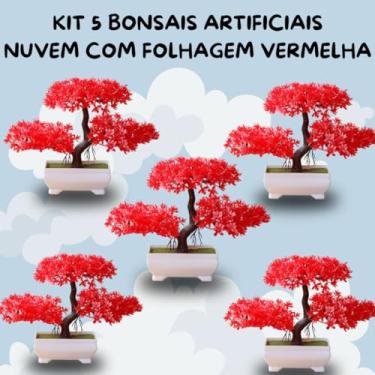 Imagem de Genérico, Kit 5 Bonsais Plantas Artificial Nuvem Folhagem Vermelha Impactante – Harmonia, Energia e Equilíbrio