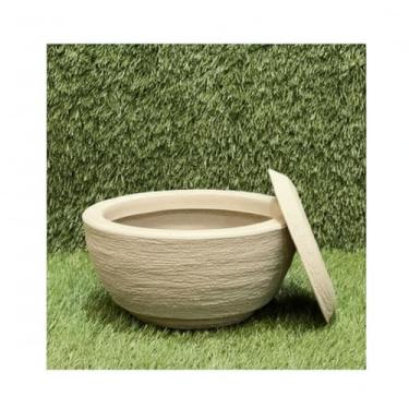 Imagem de Vaso Polietileno Mini Bacia com Prato para Plantas e Jardins Decorativo (Bege)