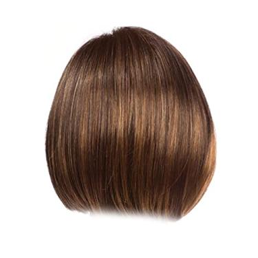 Imagem de Luqeeg Elegante Peruca Curta Marrom Claro Franja Ajustável Macio Macio Cabelo Sintético para Mulheres Cosplay, Halloween