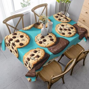 Imagem de ZTPOWQA Toalha de mesa de jantar com estampa de biscoitos Cookies Food, 99 x 139 cm, retangular, impermeável, reutilizável, festa de jantar