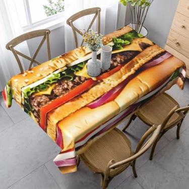 Imagem de ZTPOWQA Toalha de mesa de jantar com estampa engraçada com estampa de alimentos, toalha de mesa retangular, impermeável, reutilizável, festa de jantar