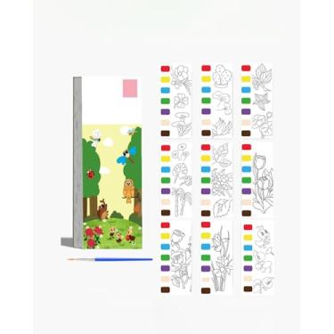 Imagem de Livro de colorir com 12 folhas de artesanato com água, caderno de pintura em aquarela com um pincel LCC2445-01
