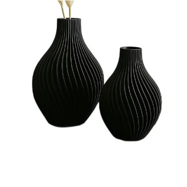 Imagem de Kit Vaso Minimalista Moderno - 2 Vasos Moderno- Cachepot em Plástico de para Plantas, Sala e Varanda(Preto)