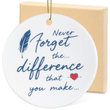 Imagem de ZJR Ornamento de cerâmica de 7,6 cm, nunca se esqueça da diferença que você faz - presente de apreciação motivacional para mentor, líder, colega, treinador | formatura, aniversário, decoração de Natal