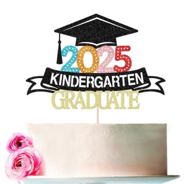 Imagem de Bejotaa Congrats Grad Cake Topper 2024 Congrats Grad Cake Decor 2024 High School/College/Senior Graduation Party Decorations Supplies (kindergarten, black 25)