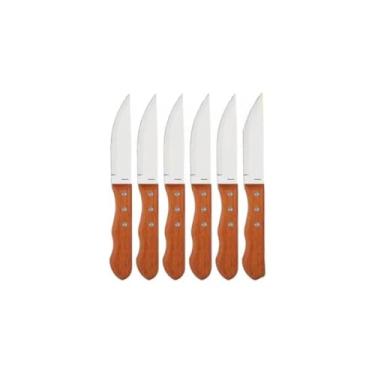 Imagem de Conjunto de Facas Wooden Jumbo, Aço Inoxidável com Cabo em Madeira, 6 Peças, 25x2cm, para Churrasco