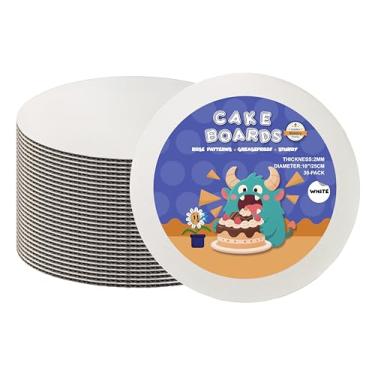 Imagem de 30 tábuas de bolo redondas de 25,4 cm, brancas de 25,4 cm, placa redonda para bolo, grau alimentício e à prova de graxa, círculos de papelão para exibir bolos, sobremesa da GBF