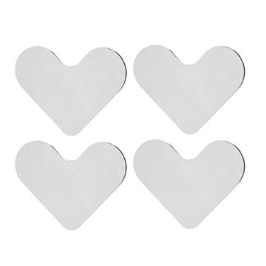 Imagem de Ainoli 4pcs preto em forma de coração adesivo de tapete PU lavável e reutilizável almofada de fita para piso de mármore laminado S