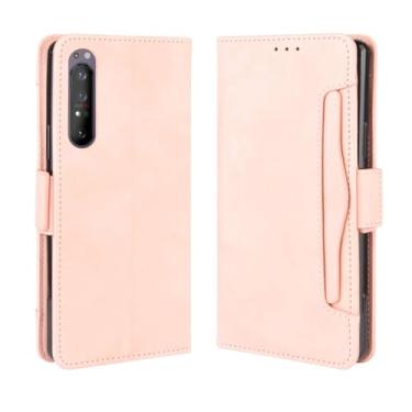 Imagem de Capa para SONY Xperia 5 II,Retro magnético Flip Case,Design de carteira de couro PU com slots de cartão removíveis -Pink