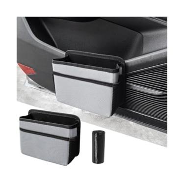 Imagem de Mandark Caixote do lixo de carro, porta-lixo dobrável para mini veículos, à prova d'água, para pendurar no interior do lixo, acessórios para recipientes, universal para a maioria dos carros (prata