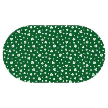 Imagem de Roszwtit Toalha de mesa de trevo do dia de São Patrício, toalha de mesa de dia de São Patrício, impermeável, decoração de mesa de cozinha para jantar e festas de fim de ano, 152 x 250 cm, oval