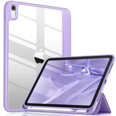 Imagem de Wenlaty Compatível com iPad (A16) 11ª geração, capa de 11 polegadas 2025, para iPad 10ª geração, capa de 10,9 polegadas 2022 com suporte para lápis, suporte de três dobras, parte traseira transparente