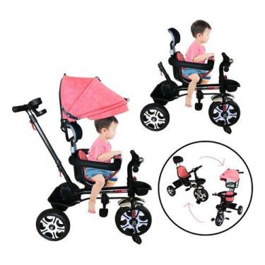 Imagem de Triciclo Carrinho Infantil Empurrador Cestinha Pedal Rosa - Importway