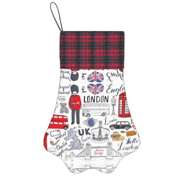 Imagem de SKKNT Meias de Natal com estampa I Love London para animais de estimação, decoração de Natal, cães, gatos, árvore, presente conveniente
