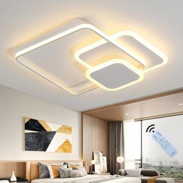 Imagem de Luminária de teto LED moderna, dimerizável com controle remoto, 3000K-6000K, estilo lustre, design criativo, luminária de teto embutida para sala de estar, quarto, cozinha, corredor, branca,