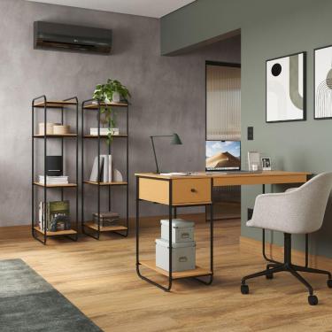 Imagem de Escrivaninha Com Gaveta Estilo Indutrial Moderna Criare Canela