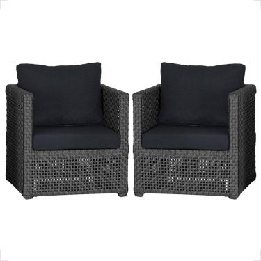 Imagem de 2 Poltronas Madri Alumínio Corda Náutica Estofado 12 Trama Preto