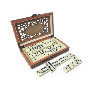 Imagem de Jogo De Dominó Profissional Para Toda Família Estojo Decorativo Madeir