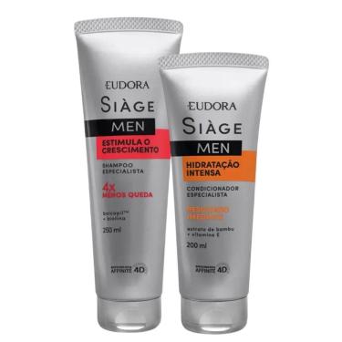 Imagem de Kit Shampoo Antiqueda E Condicionador Hidratação Masculino Crescimento Eudora Siàge Men