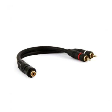 Imagem de Cabo De áudio 1 Rca Fêmea +2 Rca Macho Gold Preto 20cm 5mm