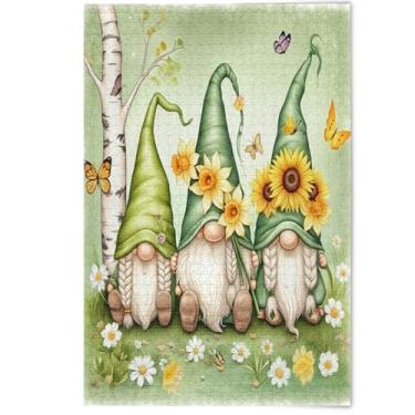 Imagem de Cute Gnomes Orange Floral Flower Adults Jigsaw Puzzle 1000 Pieces Funny Gifts for Puzzle Lovers Art Hard Puzzles Family Game Artwork, 1000 Pieces, 29.5" x 19.7"