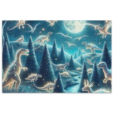 Imagem de Quebra-cabeças para adultos com dinossauros mágicos, espaço exótico, 1000 peças, arte de brinquedo familiar, exclusivos, presentes de elefante branco, engraçados