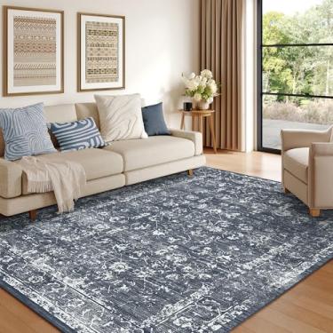 Imagem de Tapetes laváveis para sala de estar, tapetes boho neutros para quarto, tapete vintage grande de lã sintética macia para berçário, sala de jogos, dormitório, escritório, sala de jantar, antiderrapante