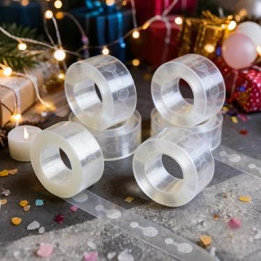 Imagem de Faixa de decoração, 2 rolos reutilizáveis para decoração de guirlanda com furos duplos para aniversários, festas, casamentos, Natal (6 peças)