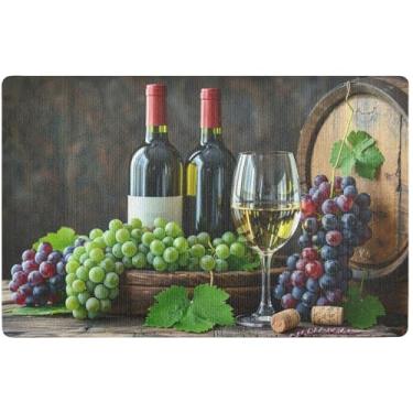 Imagem de Tapete de porta retrô personalizado para garrafas de vinho uva Halloween tapete de entrada impermeável tapete de boas-vindas absorvente lavável tapetes de entrada para dentro de casa 81 cm x 50 cm