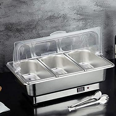 Imagem de Chafer Chafing Dish, Aquecedores De Servidor Buffet Com Tampa Visível Transparente, Aquecedores De Alimentos Comerciais Para Festas, Integral/Stent Shi,A-9l,1/3