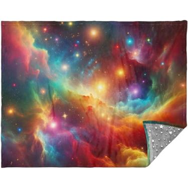 Imagem de TSENQUE Nebulosa estrelada colorido espaço cobertor sherpa sofá mantas para sofás 177,8 cm x 139,7 cm design personalizado grande confortável sofá