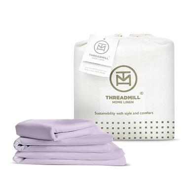Imagem de Lençóis de algodão orgânico premium Threadmill - Certificado GOTS - California King, 4 peças, lilás - Roupa de cama saudável para todos os tipos de pele - Conjunto de cama macio e fresco com ajuste