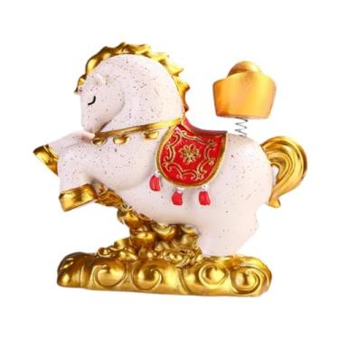 Imagem de KiBcsLic Escultura de Cavalo para Decoração de Mesa, Colecionável em Resina, Estatueta Chinesa de Feng Shui para Mesa, Quarto e Lareira, a
