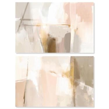 Imagem de Conjunto de 2 arte de parede de sala de estar com impressão acrílica de luxo neutro da Art Remedy, pronto para pendurar, 76 x 50 cm