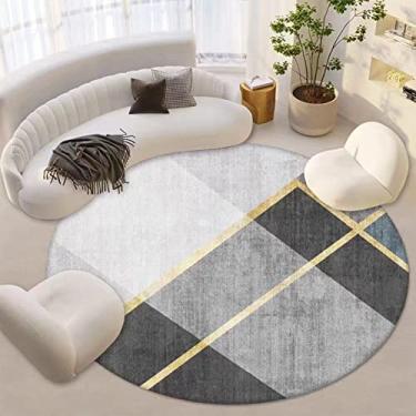 Imagem de Tapete redondo para quarto, tapete circular cinza para quarto de crianças, tapete de pelúcia peludo para quarto de adolescente, tapete felpudo moderno para quarto, decoração de quarto moderno, B