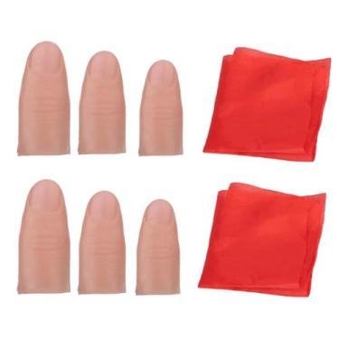Imagem de Xfunjoin 8Pcs Professional Vanishing Silk Magic Set: 6 Mix Size Fake Thumb Tips & 2 Silk Handkerchiefs - Close-Up Magic Props for Vanish & Appear Illusions
