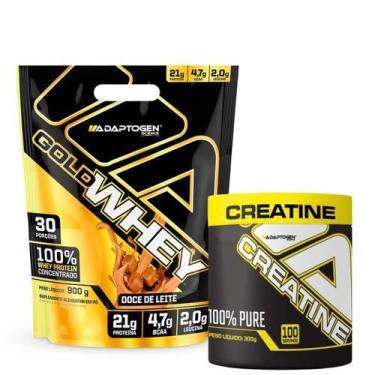 Imagem de Kit Gold Whey Adaptogen Concentrado 100% Refil 900g + Creatina Adaptog