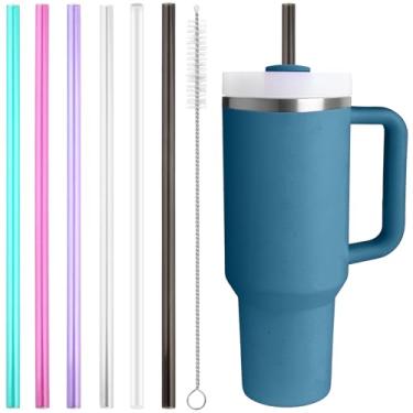 Imagem de Canudo de substituição compatível com Stanley Quencher copo de 1,134 g, 850 g, canudos reutilizáveis extralongos de 30,5 cm de plástico para copo de 1,134 g, pacote com 6