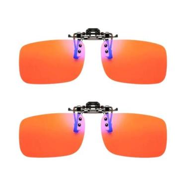 Imagem de Óculos De Sol Polarizados Anti Luz Azul Com Clip Laranja Amarelo Bloqu