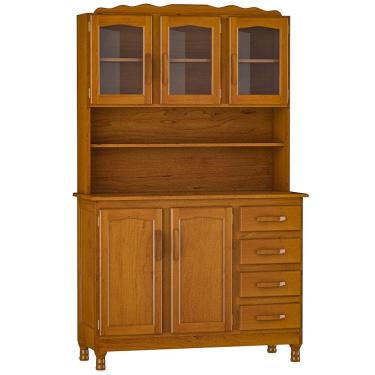 Imagem de Armário Kit de Cozinha Rústico 5 Portas 4 Gavetas Évora M06 Imbuia Brilho - Lyam Decor