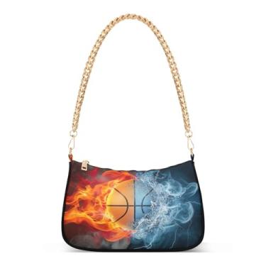 Imagem de Bolsa de ombro com alça de corrente vermelha azul com desenho animado bacana, bolsa média moderna para mulheres moda Hobo Clutch