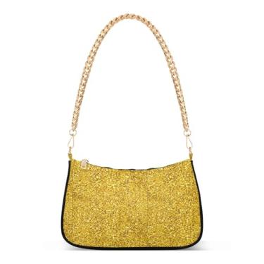 Imagem de Bolsa de ombro de corrente dourada brilhante, bolsa Hobo feminina com grande capacidade, bolsa clutch versátil para uso noturno ou diário