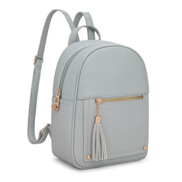 Imagem de Mochila média feminina antifurto com zíper seguro e borla, Mini cinza, Small, Mochilas de viagem