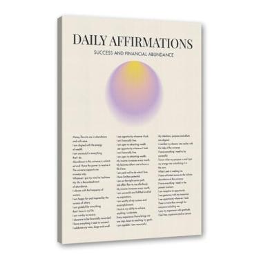 Imagem de Impressão de pôster de arte de parede com citações de afirmação diária gradiente positivo Aura pintura estética impressões de sala de estar decoração de casa (SKU2,20,3 x 30,5 cm = (20 x 30 cm