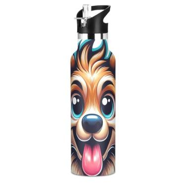 Imagem de Joisal Garrafas de água fofas de desenho animado para meninas com tampa de palha, garrafa de água de aço inoxidável isolada, livre de BPA, copos infantis à prova de vazamento para escola, viagens